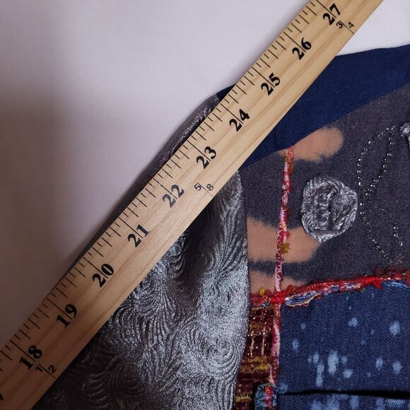 Sandy Starkman Jacket Medium Denim Patchwork Bleached Artsy Unique One Of A Kind - Picture 8 of 11